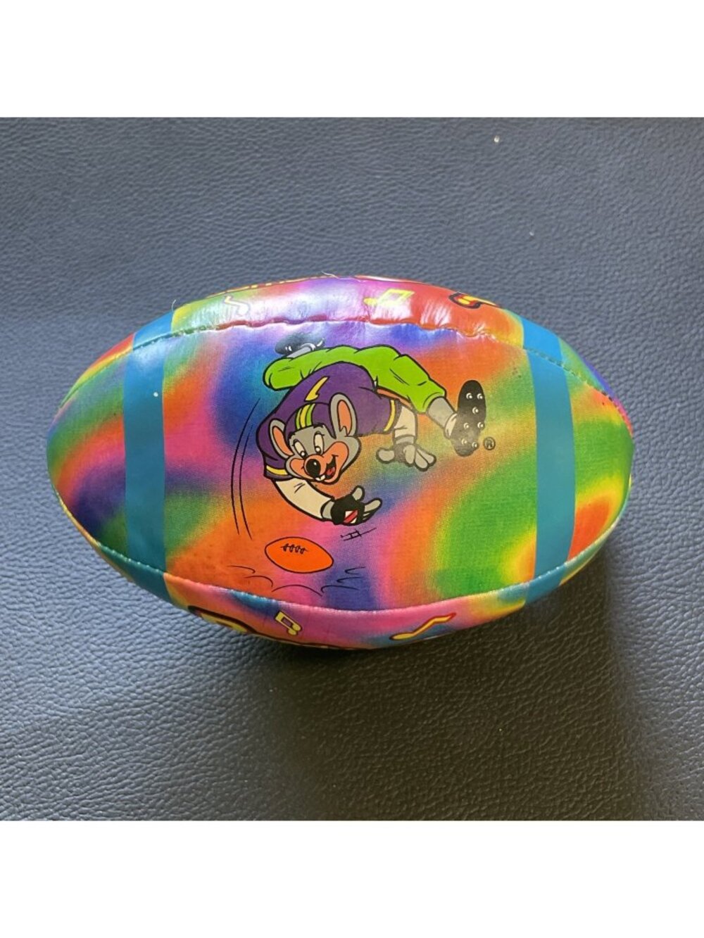 Chuck E Cheese Soft Plush Football Multicolor Tie Dye Prize Toy Multicolor 2009
